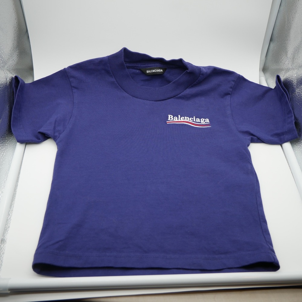 Balenciaga Kids Political Campaign Logo T-Shirt Navy Short Sleeve Size 2
